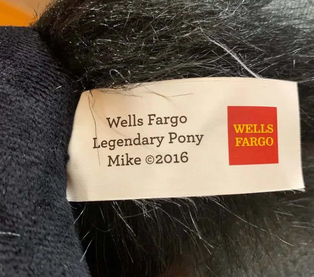 Wells Fargo Mike the Pony Black advertising plush NWT
